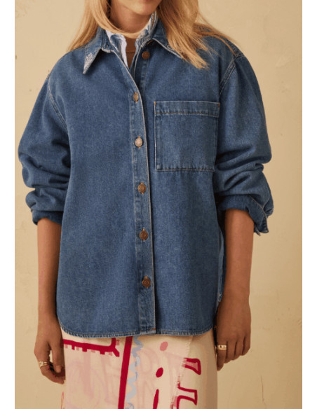 PBBGELO CAMICIA IN DENIM RICAMI MARINI COLLABORAZIONE