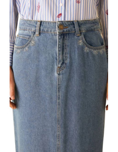 PBBORAFO GONNA LUNGA IN JEANS TUBINO CON RICAMI...