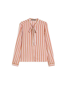 PBBCANTICO CAMICIA RIGATA IN VISCOSA CON NASTRO AL COLLO