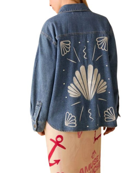 PBBGELO CAMICIA IN DENIM RICAMI MARINI COLLABORAZIONE