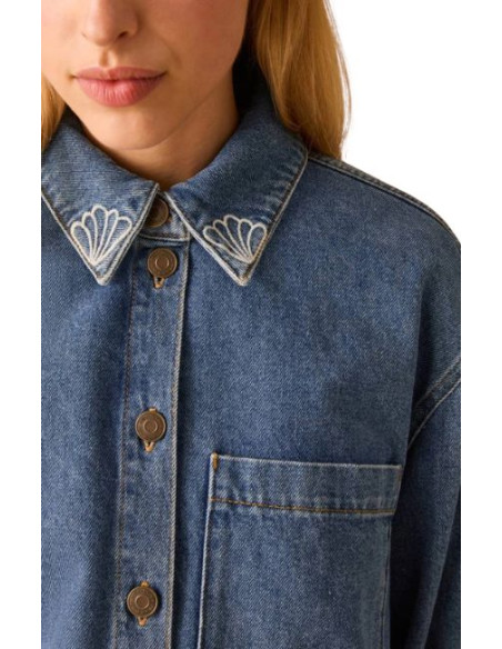 PBBGELO CAMICIA IN DENIM RICAMI MARINI COLLABORAZIONE