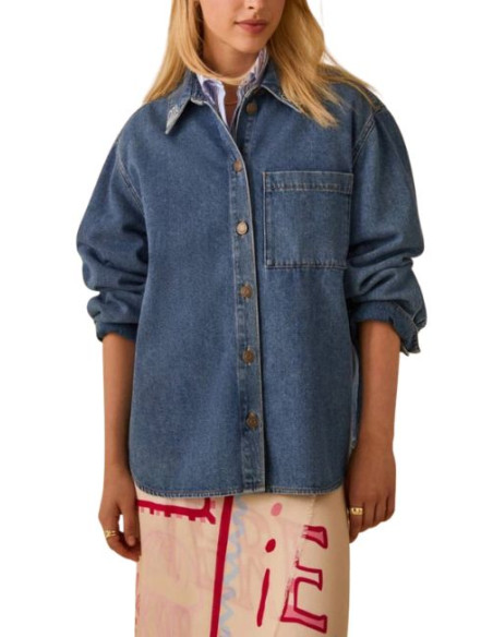 PBBGELO CAMICIA IN DENIM RICAMI MARINI COLLABORAZIONE