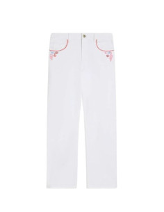 PBBSLALOM PANTALONE IN DRILL CON RICAMI MARINI