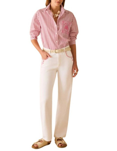PBBSLALOM PANTALONE IN DRILL CON RICAMI MARINI