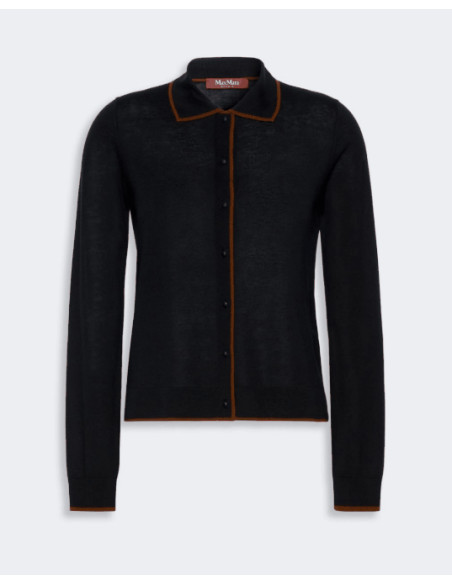 MSTTARGA CARDIGAN CON COLLETTO PROFILATO CUOIO