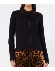 MSTTARGA CARDIGAN CON COLLETTO PROFILATO CUOIO 2