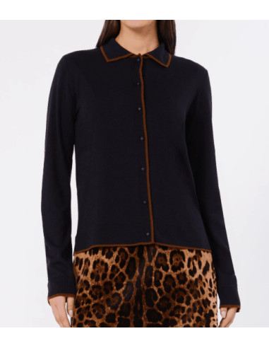 MSTTARGA CARDIGAN CON COLLETTO PROFILATO CUOIO