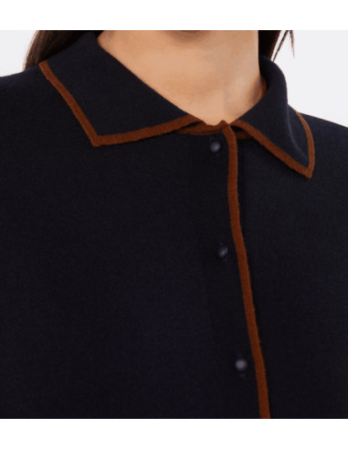 MSTTARGA CARDIGAN CON COLLETTO PROFILATO CUOIO