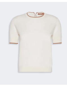 MSTAGENDA MAGLIA 1/2 MANICHE PROFILO CUOIO