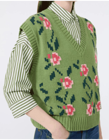 WKDALAMARO GILET IN MAGLIA RICAMO A FIORI