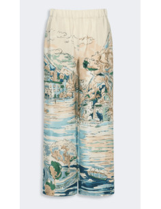 WKDCURVA PANTALONE IN SETA FANTASIA PAESAGGIO