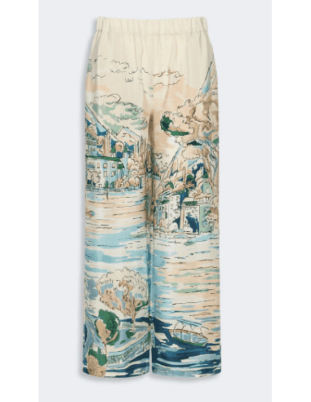 WKDCURVA PANTALONE IN SETA FANTASIA PAESAGGIO