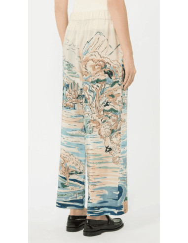 WKDCURVA PANTALONE IN SETA FANTASIA PAESAGGIO