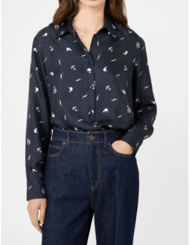 WKDPAVIDO CAMICIA IN SETA FANTASIA MARINA