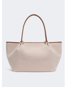 WKAGETTO BORSA GRANDE IN TELA CON BORDI CUOIO 2