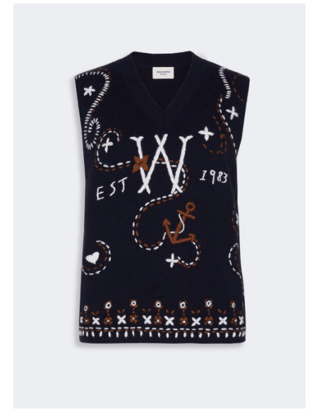 WKDCACAO GILET IN MAGLIA RICAMATO