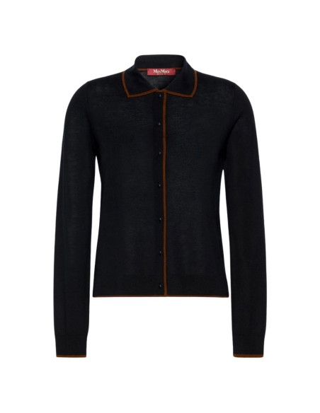 MSTTARGA CARDIGAN CON COLLETTO PROFILATO CUOIO