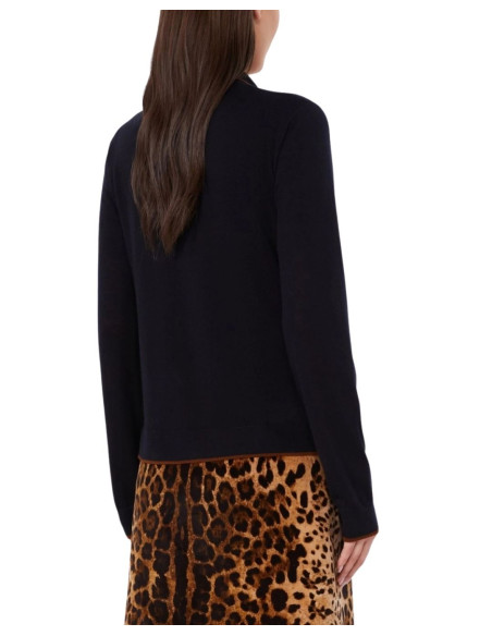 MSTTARGA CARDIGAN CON COLLETTO PROFILATO CUOIO