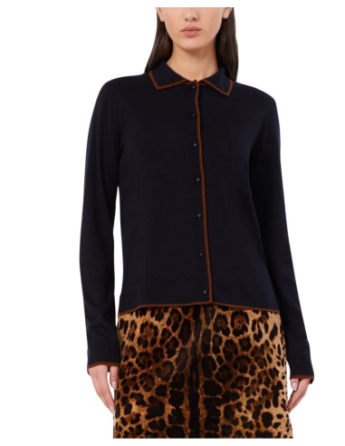 MSTTARGA CARDIGAN CON COLLETTO PROFILATO CUOIO