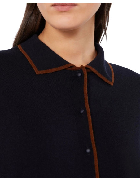 MSTTARGA CARDIGAN CON COLLETTO PROFILATO CUOIO