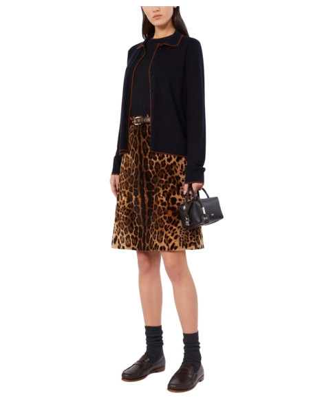 MSTTARGA CARDIGAN CON COLLETTO PROFILATO CUOIO