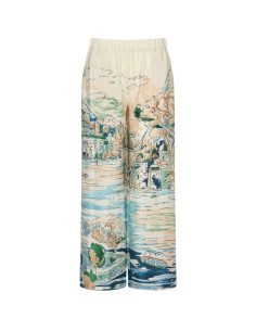 WKDCURVA PANTALONE IN SETA FANTASIA PAESAGGIO