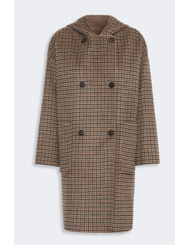 WKDBALTA CAPPOTTO A QUADRETTINI CON CAPPUCCIO