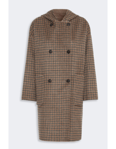 WKDBALTA CAPPOTTO A QUADRETTINI CON CAPPUCCIO