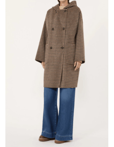 WKDBALTA CAPPOTTO A QUADRETTINI CON CAPPUCCIO