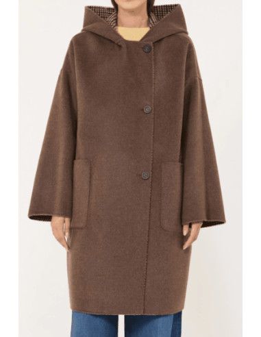 WKDBALTA CAPPOTTO A QUADRETTINI CON CAPPUCCIO