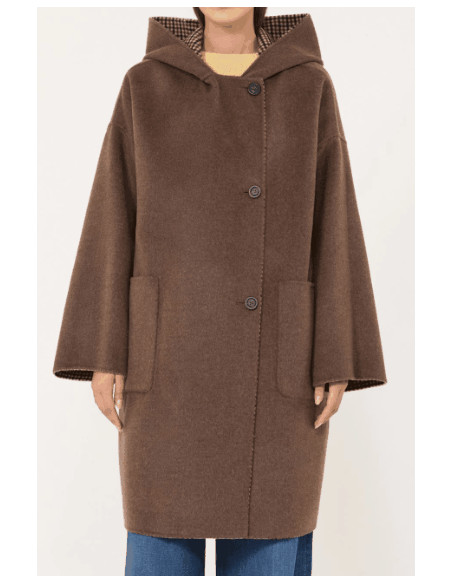 WKDBALTA CAPPOTTO A QUADRETTINI CON CAPPUCCIO