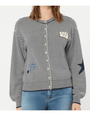 WKDTEIERA CARDIGAN IN CORDONETTO CON APPLICAZIONI