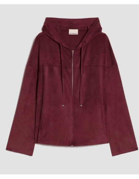 PBJGOCCE CARDIGAN IN SUEDE CON CAPPUCCIO