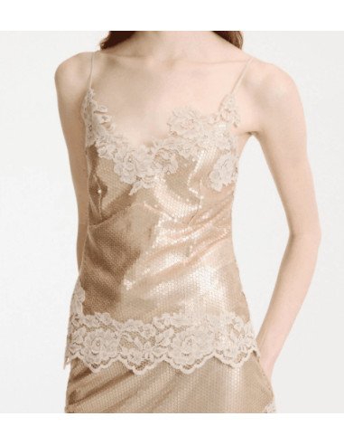 MLLGIRO TOP PIZZO E PAILLETTES