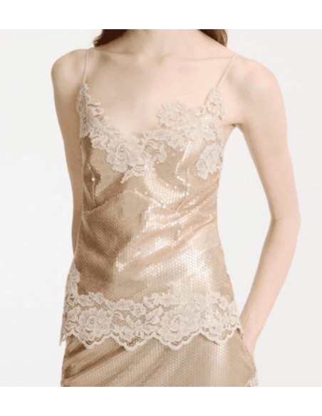 MLLGIRO TOP PIZZO E PAILLETTES