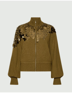 MLLCERI CARDIGAN CON ZIP MACROPAILLETTES