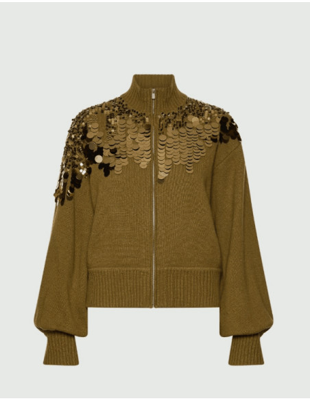 MLLCERI CARDIGAN CON ZIP MACROPAILLETTES