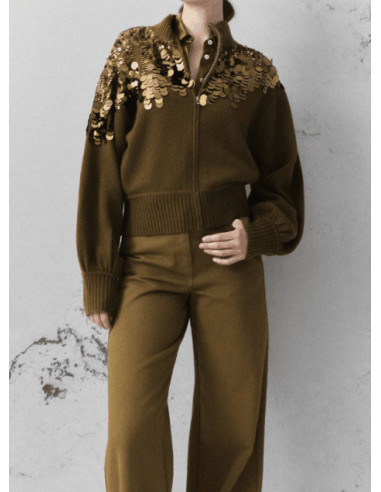 MLLCERI CARDIGAN CON ZIP MACROPAILLETTES