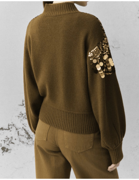 MLLCERI CARDIGAN CON ZIP MACROPAILLETTES