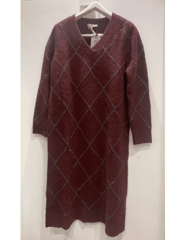 PBPZANZARA ABITO IN MAGLIA A V CON ROMBI LUREX